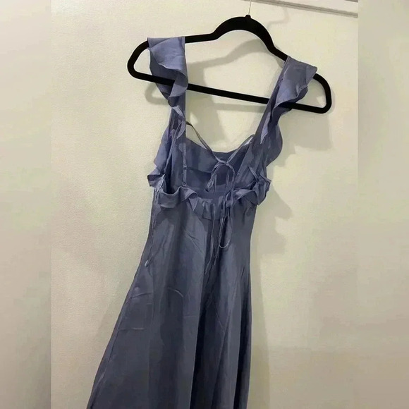 ASTR the Label BRYNA RUFFLE STRAP SATIN MAXI DRESS SZ XS slate blue - Picture 6 of 8